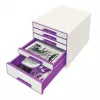 Leitz Drawer Cabinet WOW Cube 5 cassetti, 5 cassetti, plastica, viola, bianco, 1 pz., 287 mm, 270 mm