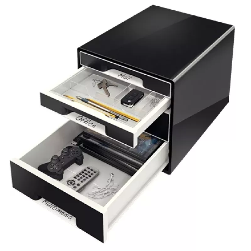Leitz Desk Cube 4 cassetti, 4 cassetti, plastica, nero, 1 pz., 270 mm, 287 mm