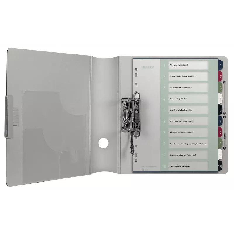 Leitz Index PC stampabile 1-10 Style PP A4+, indice numerico a linguette, polipropilene (PP), multicolore, verticale, A4 Maxi, 245 mm