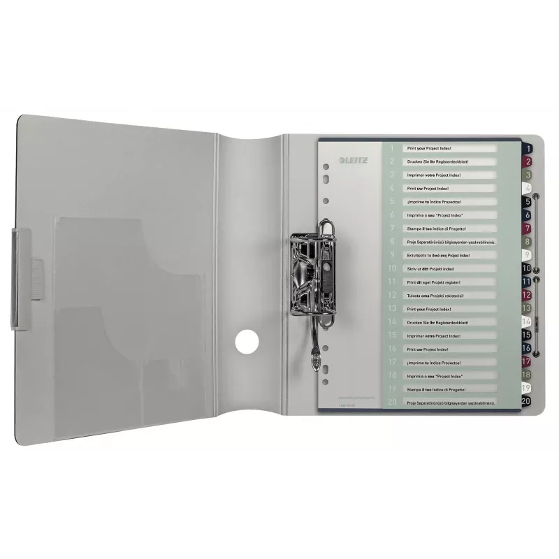 Leitz Index PC Printable 1-20 Style PP A4+, indice numerico a linguette, polipropilene (PP), multicolore, verticale, A4 Maxi, 245 mm