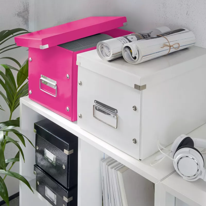 Leitz Box Click & Store WOW Cube Large scatola contenitore, fucsia, cartone, 320 mm, 360 mm, 310 mm