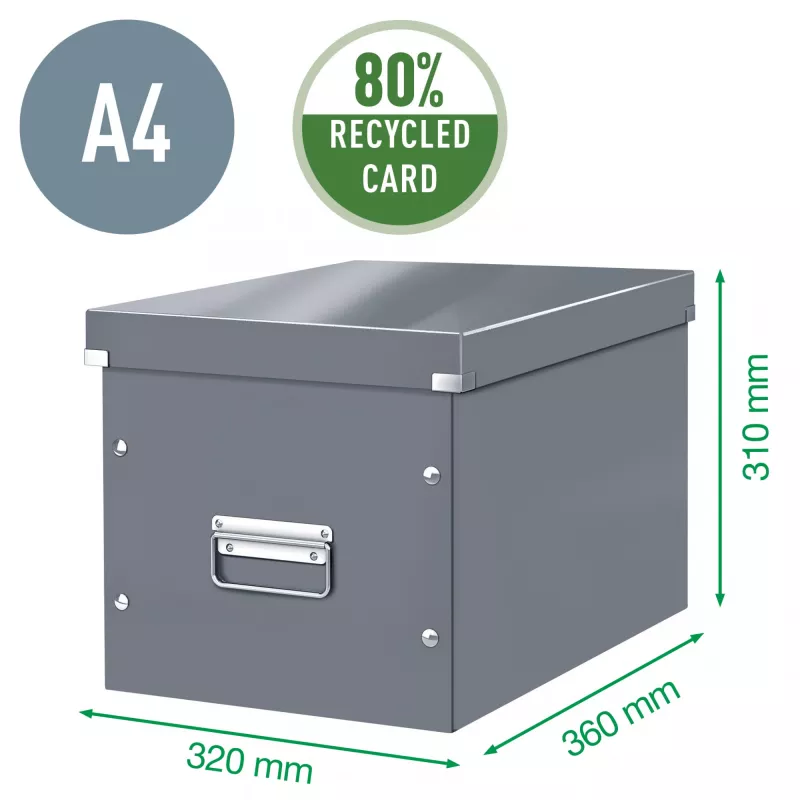 Leitz Box Click & Store WOW Cube Large scatola contenitore, fucsia, cartone, 320 mm, 360 mm, 310 mm