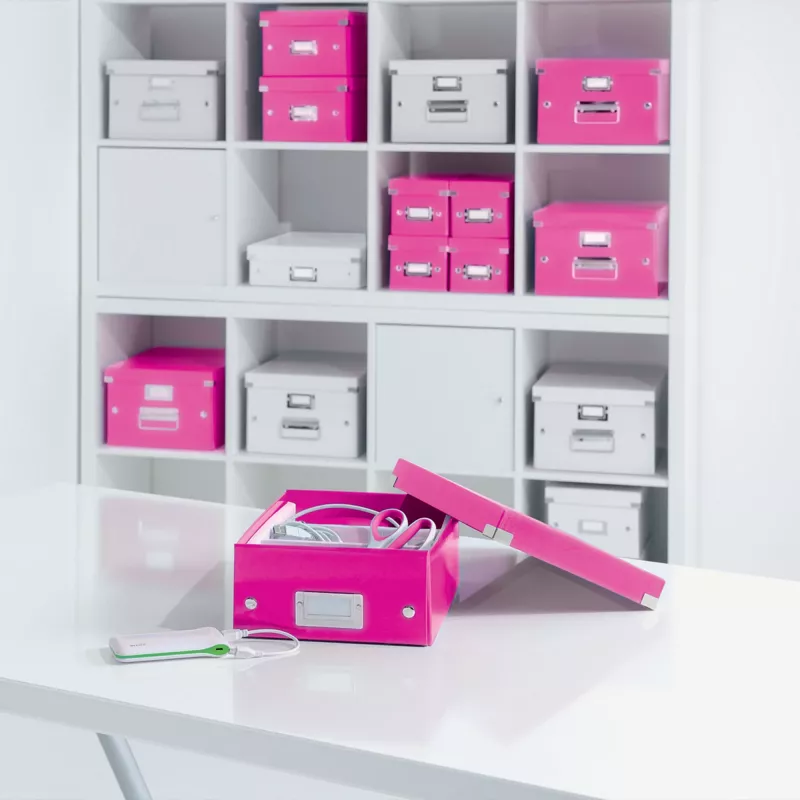 Leitz Box Click & Store WOW Cube Large scatola contenitore, fucsia, cartone, 320 mm, 360 mm, 310 mm