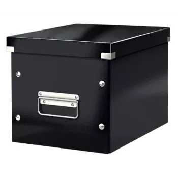Leitz Click & Store WOW Cube Medium Storage Box, scatola contenitore, nero, rettangolare, cartone, monocromatico, interni