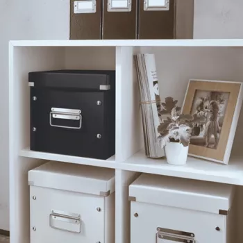 Leitz Click & Store WOW Cube Medium Storage Box, scatola contenitore, nero, rettangolare, cartone, monocromatico, interni