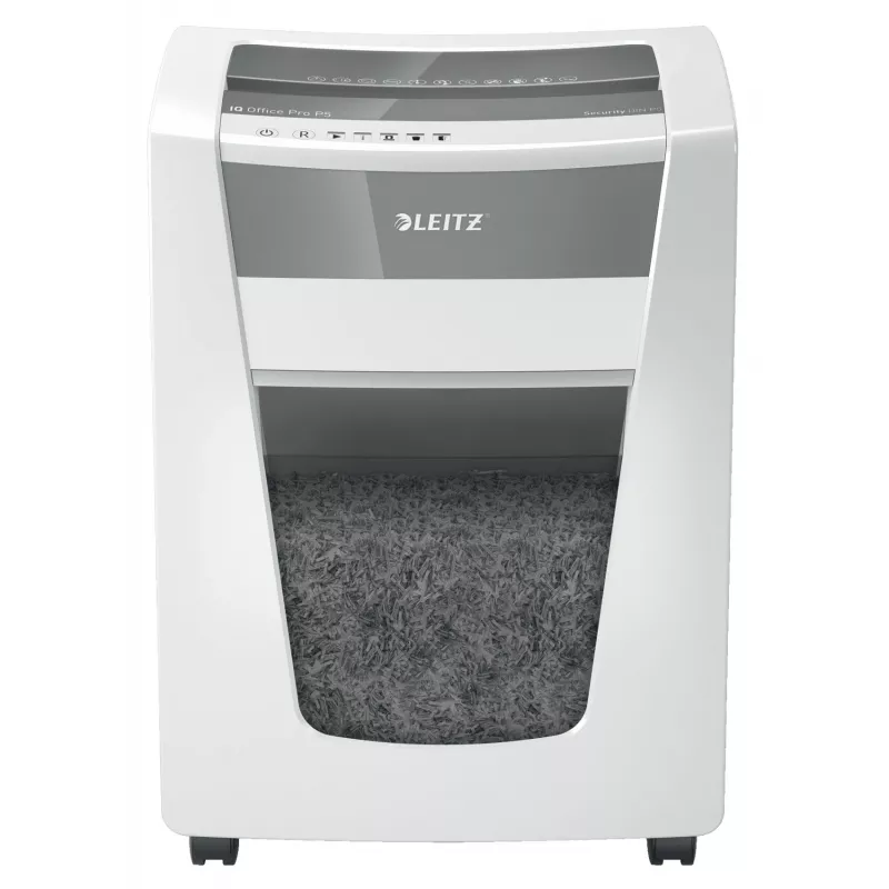 Leitz IQ Office Pro Distruggidocumenti P5, taglio micro, 23 cm, 2 x 15 mm, 30 l, 300 fogli, 55 dB