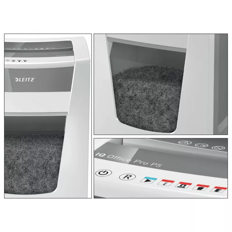 Leitz IQ Office Pro Distruggidocumenti P5, taglio micro, 23 cm, 2 x 15 mm, 30 l, 300 fogli, 55 dB