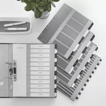 Leitz Indici Printable PP A4+ 1-6 WOW bianco/nero, indice numerico, polipropilene (PP), nero, bianco, A4 Maxi, 245 mm, 305 mm