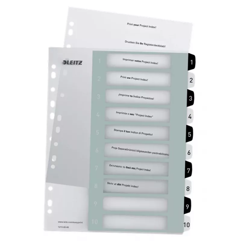 Leitz Indici Printable PP A4+ 1-10 WOW bianco/nero