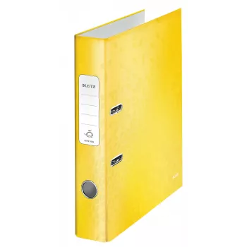 Leitz Raccoglitore 180° WOW POB/plastificato A4/50 mm, A4, anello a D, cartone, giallo, 350 fogli, 285 mm