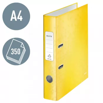Leitz Raccoglitore 180° WOW POB/plastificato A4/50 mm, A4, anello a D, cartone, giallo, 350 fogli, 285 mm