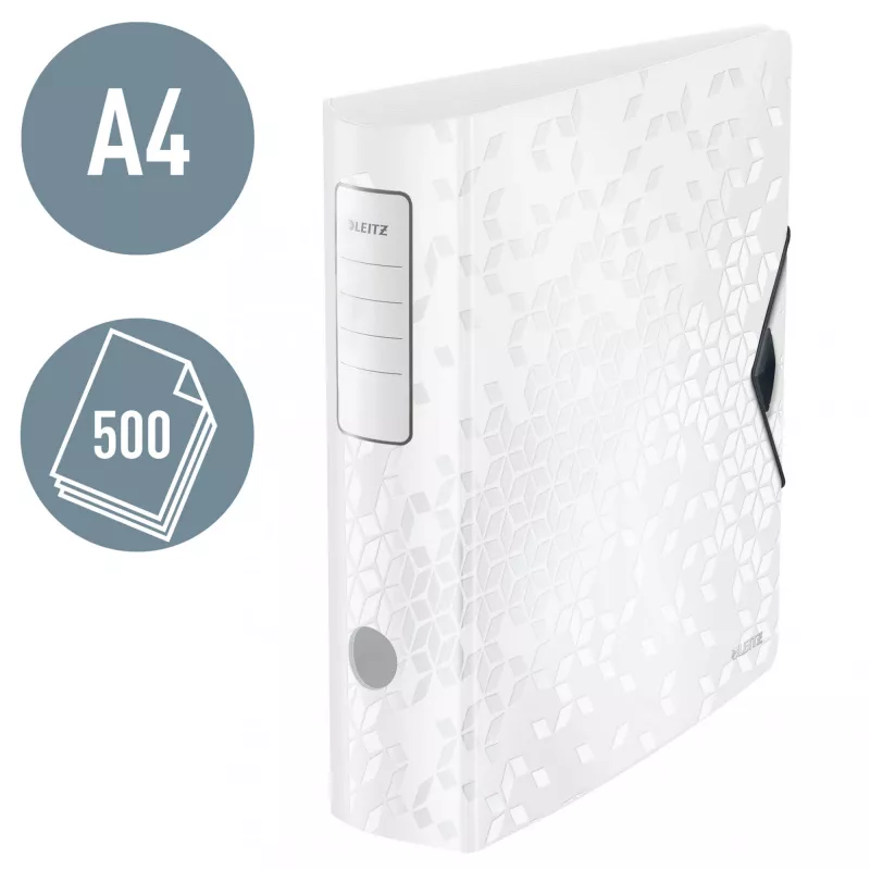 Leitz Raccoglitore Active PP WOW A4/80 mm, A4, anello a D, archivio, polyfoam, bianco, 500 fogli