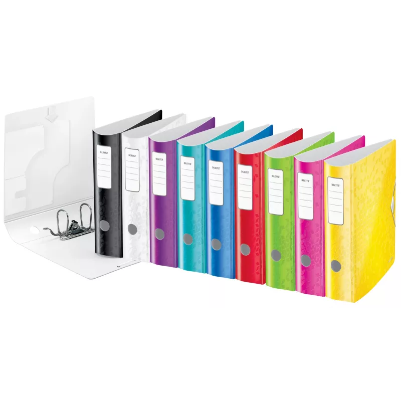 Leitz Raccoglitore ad anelli Active PP WOW A4/80 mm, A4, anello a D, archivio, polyfoam, nero, 500 fogli