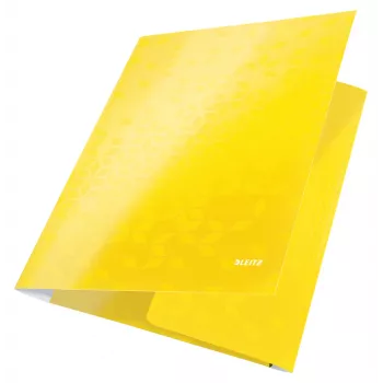 Leitz Cartella a 3 lembi WOW cartone/POB A4, cartella portadocumenti, A4, polipropilene (PP), giallo, 250 fogli, 80 g/m²