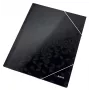 Leitz Cartella a 3 lembi WOW cartone/POB A4, cartella a lembi, A4, polipropilene (PP), nero, 150 fogli, elastico