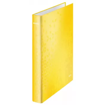 Leitz Raccoglitore ad anelli WOW plastificato A4+ 2DR/25 mm, A4+, anello a D, cartone, giallo, 250 fogli, 80 g/m²