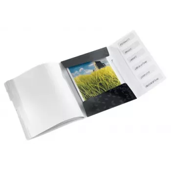 Leitz Cartella con separatori WOW PP 6 linguette, raccoglitore classico, A4, polipropilene (PP), nero, lucido, 200 fogli