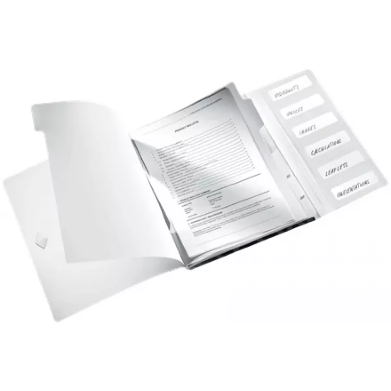 Leitz Cartella con separatori WOW PP 6 linguette, raccoglitore classico, A4, polipropilene (PP), nero, lucido, 200 fogli