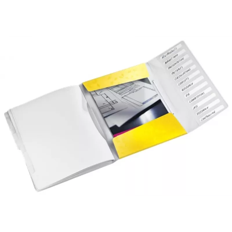 Leitz libro divisorio WOW PP a 12 sezioni, A4, polipropilene (PP), giallo, 200 fogli, 80 g/m², 265 mm