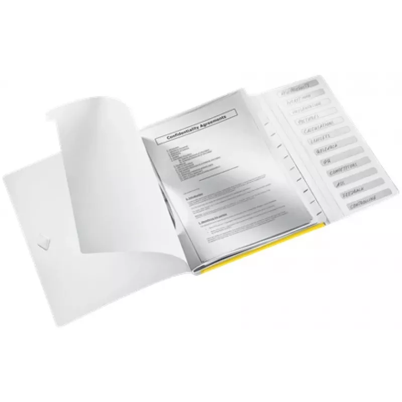Leitz libro divisorio WOW PP a 12 sezioni, A4, polipropilene (PP), giallo, 200 fogli, 80 g/m², 265 mm