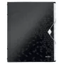 Leitz libro divisorio WOW PP 12 linguette, raccoglitore ad anelli tradizionale, A4, polipropilene (PP), nero, lucido, 200 fogli