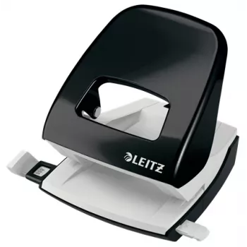 Leitz perforatrice WOW 5008 metallo 2 fori / 30 fogli, 30 fogli, nero, bianco, metallo, 8 cm, 5,5 mm, A4, A5, A6, folio, US quarto, 8 x 8 x 8 cm