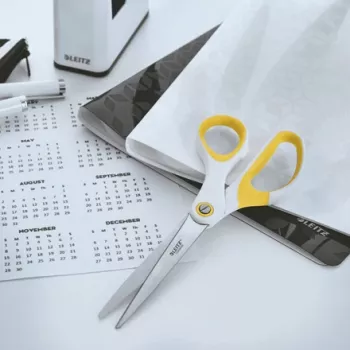 Leitz WOW Titanium forbici da ufficio 205 mm, adulti, taglio dritto, singolo, bianco, giallo, acciaio inox, forbici da ufficio