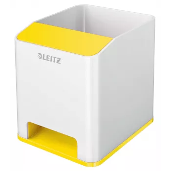 Leitz portapenne Sound WOW, bianco, giallo, polistirene, 90 mm, 101 mm, 100 mm, 140 g