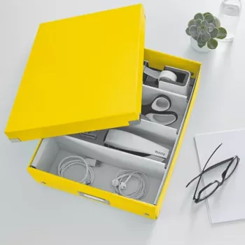 Leitz Click & Store WOW scatola organizer media, scatola portaoggetti, giallo, rettangolare, cartone, monocromatica, interni