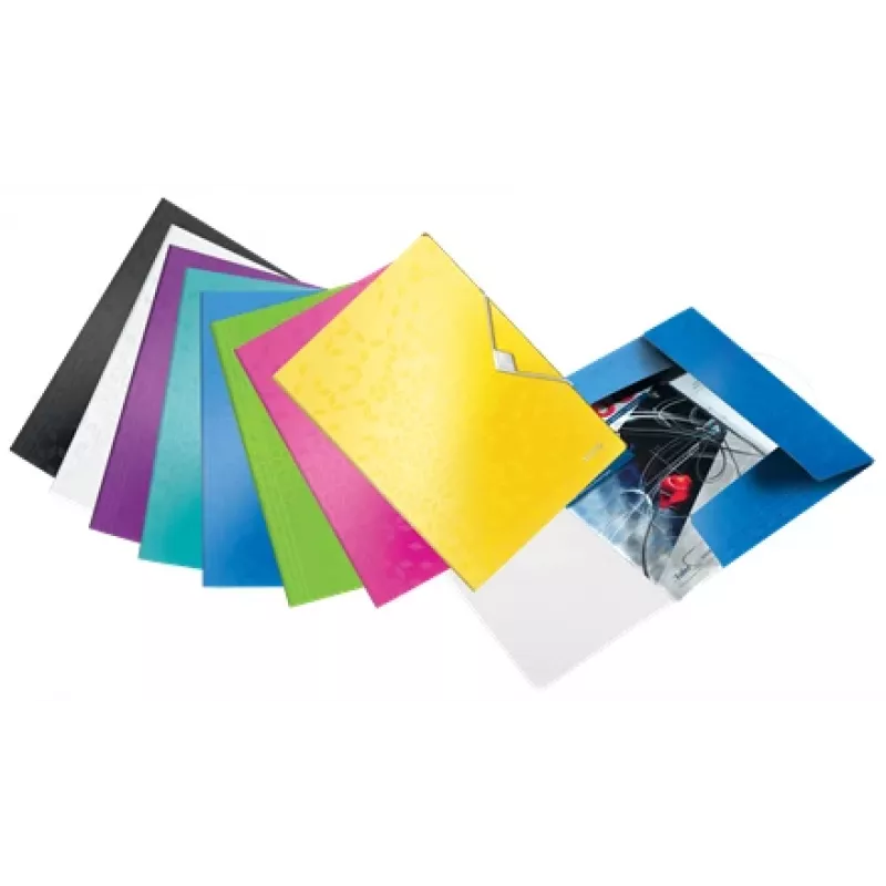 Leitz Cartella a 3 lembi WOW PP A4, cartella per presentazioni, A4, polipropilene (PP), giallo, verticale, 150 fogli