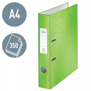 Leitz Raccoglitore 180° WOW POB/laminato A4/50mm, A4, anello a D, cartone, verde, 350 fogli, 285 mm