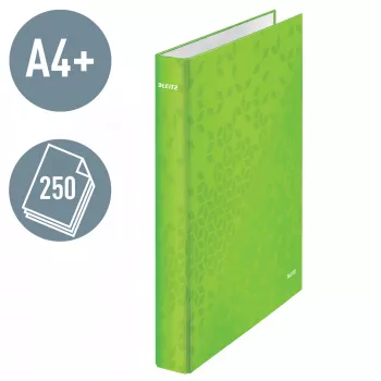 Leitz Raccoglitore ad anelli WOW laminato A4+ 2DR/25mm, A4+, anello a D, cartone, verde, 250 fogli, 80 g/m²