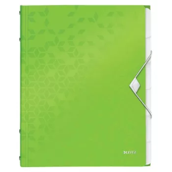 Leitz Cartella con divisori WOW PP 6 linguette, raccoglitore tradizionale, A4, polipropilene (PP), verde, lucido, 200 fogli
