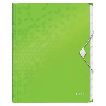 Leitz Cartella con separatori WOW PP, 12 scomparti, A4, polipropilene (PP), verde, 200 fogli, 80 g/m², 265 mm