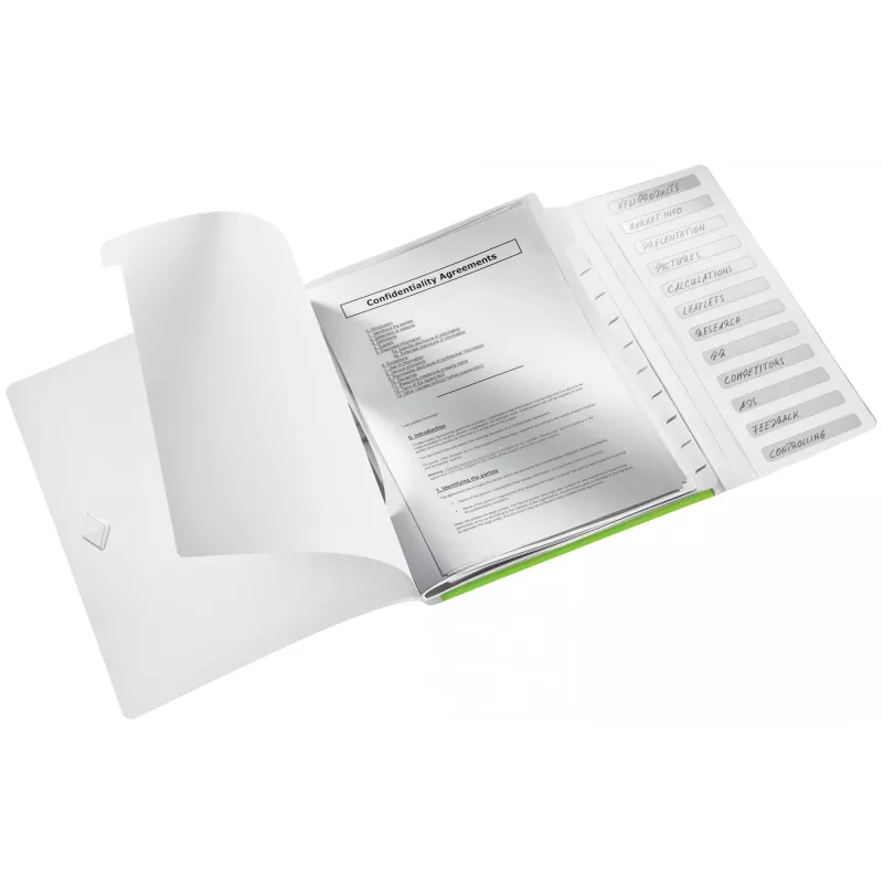 Leitz Cartella con separatori WOW PP, 12 scomparti, A4, polipropilene (PP), verde, 200 fogli, 80 g/m², 265 mm