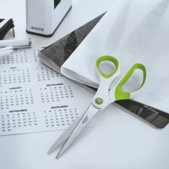 Leitz WOW Titanium Forbici da ufficio 205 mm, adulti, taglio dritto, singolo, verde, bianco, acciaio inox, forbici da ufficio