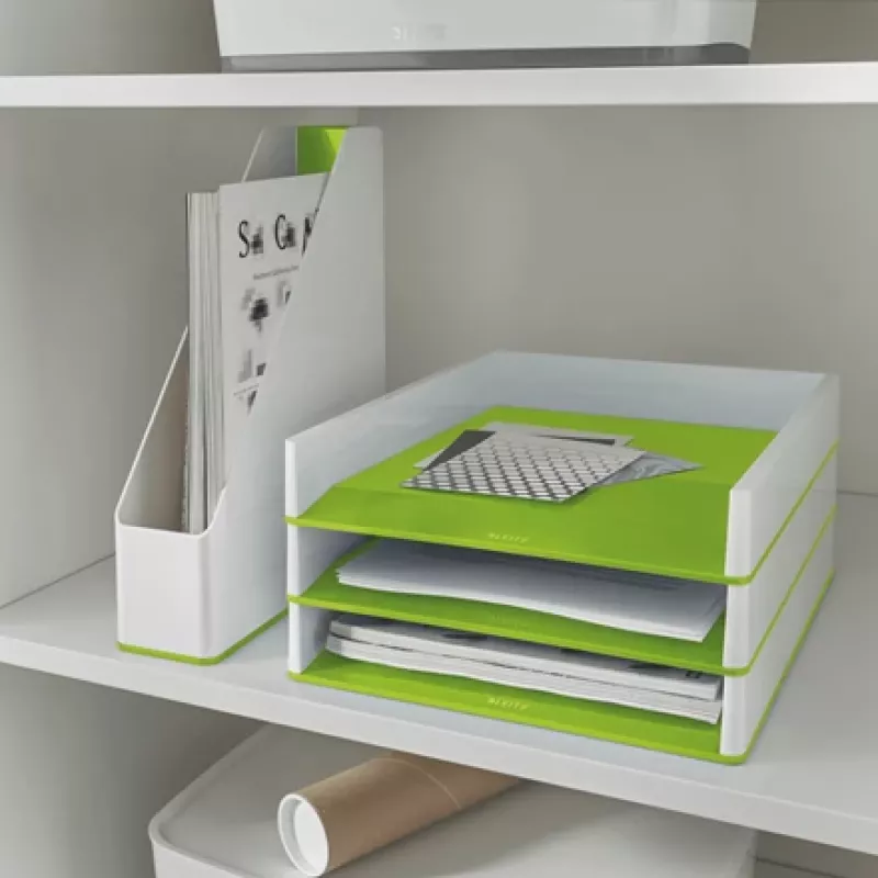 Leitz Vassoio portadocumenti WOW bicolore, plastica, verde, bianco, A4, A4, 267 mm, 336 mm