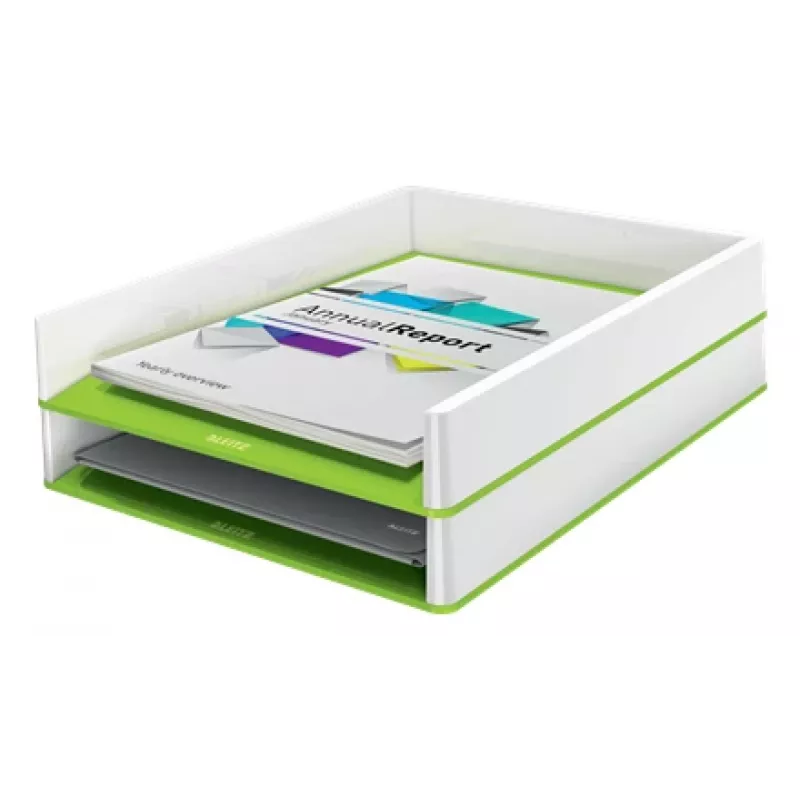 Leitz Vassoio portadocumenti WOW bicolore, plastica, verde, bianco, A4, A4, 267 mm, 336 mm
