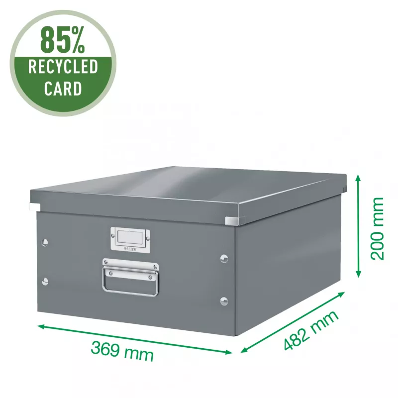 Leitz Click & Store WOW Scatola portadocumenti grande, verde, cartone, 369 mm, 482 mm, 200 mm