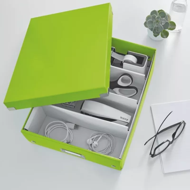 Leitz Click & Store WOW Scatola organizer media, scatola portadocumenti, verde, rettangolare, cartone, monocolore, interni