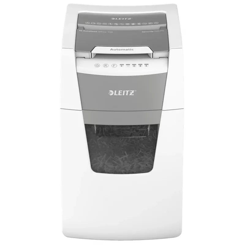 Leitz IQ Autofeed Office 150 Distruggidocumenti automatico P5, taglio micro, 22 cm, 2 x 15 mm, 44 L, 500 fogli, 55 dB
