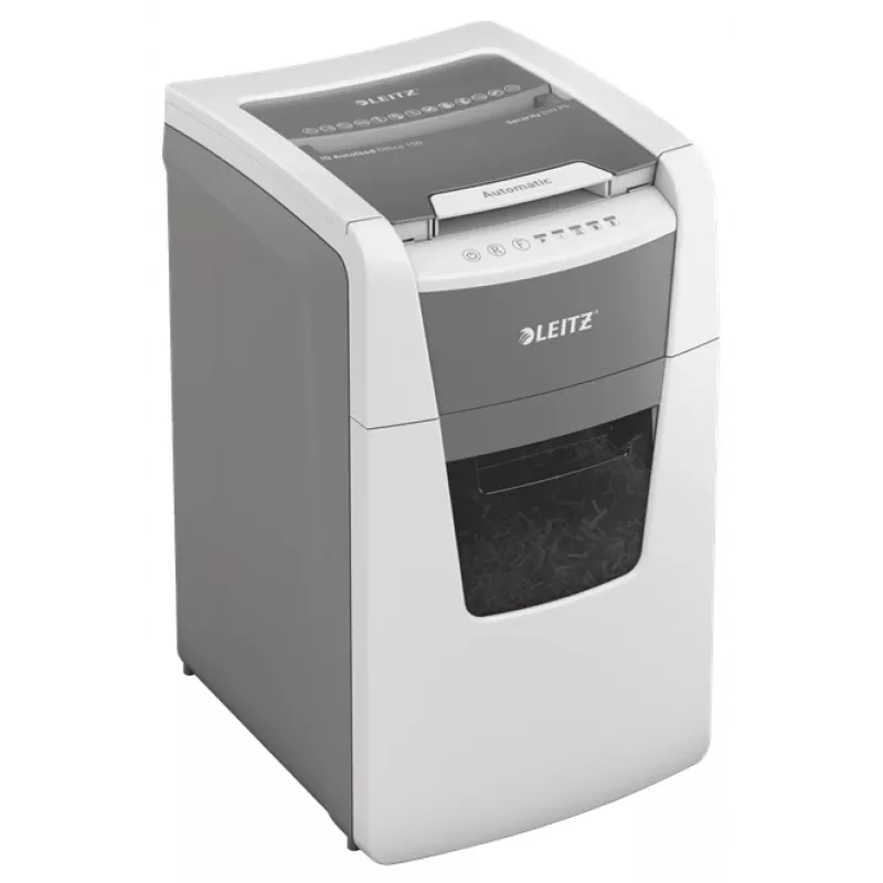 Leitz IQ Autofeed Office 150 Distruggidocumenti automatico P5, taglio micro, 22 cm, 2 x 15 mm, 44 L, 500 fogli, 55 dB