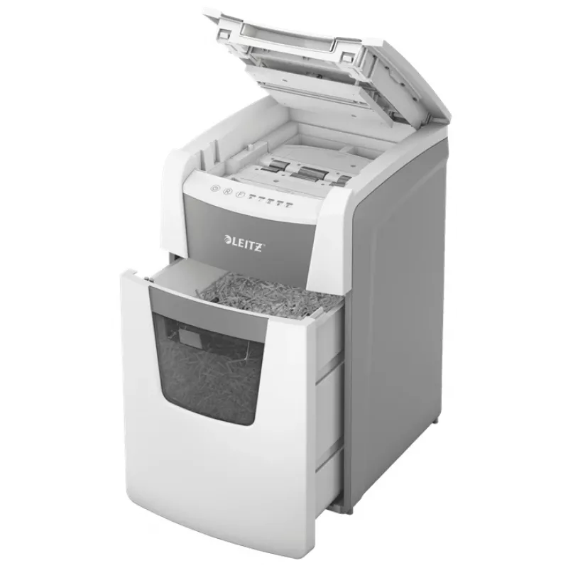 Leitz IQ Autofeed Office 150 Distruggidocumenti automatico P5, taglio micro, 22 cm, 2 x 15 mm, 44 L, 500 fogli, 55 dB