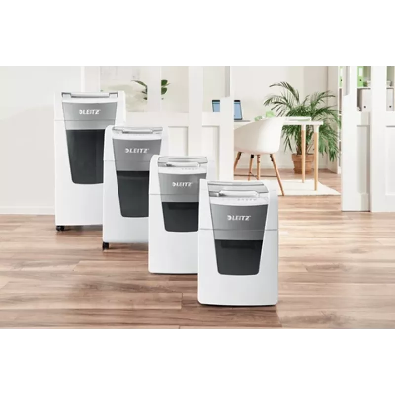 Leitz IQ Autofeed Office 150 Distruggidocumenti automatico P5, taglio micro, 22 cm, 2 x 15 mm, 44 L, 500 fogli, 55 dB