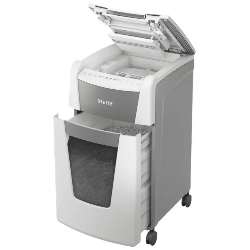 Leitz IQ Autofeed Office 300 Distruggidocumenti P5, taglio micro, 22 cm, 2 x 15 mm, 60 L, 700 fogli, 55 dB