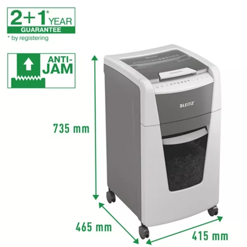 Leitz IQ Autofeed Office 300 Distruggidocumenti P5, taglio micro, 22 cm, 2 x 15 mm, 60 L, 700 fogli, 55 dB