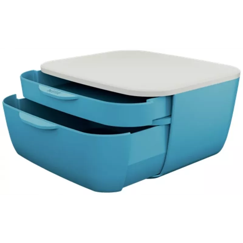 Leitz Cosy Cassettiera, 2 cassetti, polistirene (PS), blu, bianco, 1 pz., 251 mm, 143 mm
