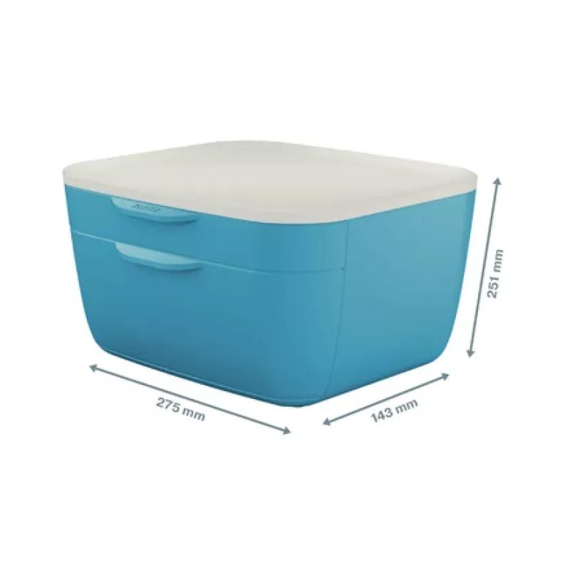 Leitz Cosy Cassettiera, 2 cassetti, polistirene (PS), blu, bianco, 1 pz., 251 mm, 143 mm