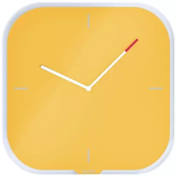 Leitz Cosy Orologio da parete in vetro Silent, quadrato, giallo, 300 mm, 300 mm, 40 mm, 1,6 kg