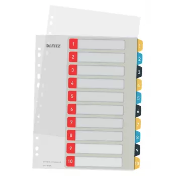 Leitz Cosy Indice numerico 1-10 stampabile, PP, indice numerico con linguette, polipropilene (PP), verticale, A4 Maxi, 245 mm, 305 mm